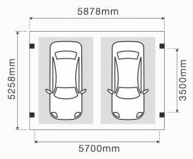 Solar Carport Doppelcarport Aluminium Rahmen ohne Module für zwei Fahrzeuge