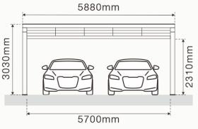 Solar Carport Doppelcarport Aluminium Rahmen ohne Module für zwei Fahrzeuge