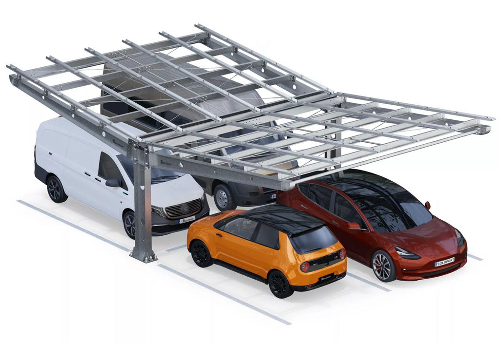 Parkplatzüberdachung PP4-G-3, doppelseitig, Grundfeld, SoloPort