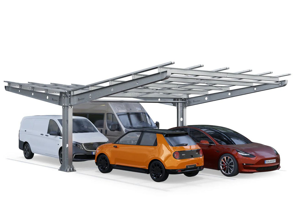 Parkplatzüberdachung PP4-G-3, doppelseitig, Grundfeld, SoloPort
