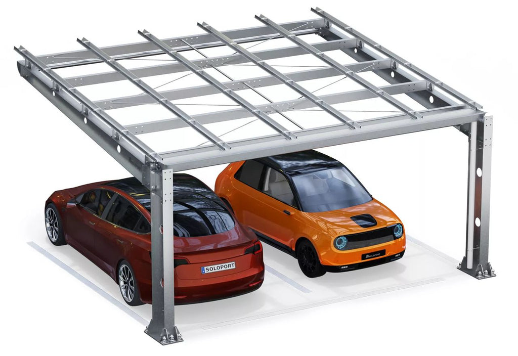 Parkplatzüberdachung PP2-G-3, einseitig, Grundfeld, SoloPort
