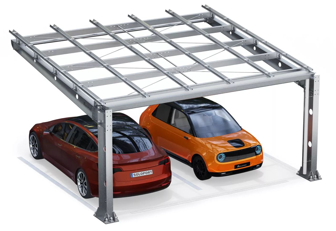 Parkplatzüberdachung PP2-G-3, einseitig, Grundfeld, SoloPort