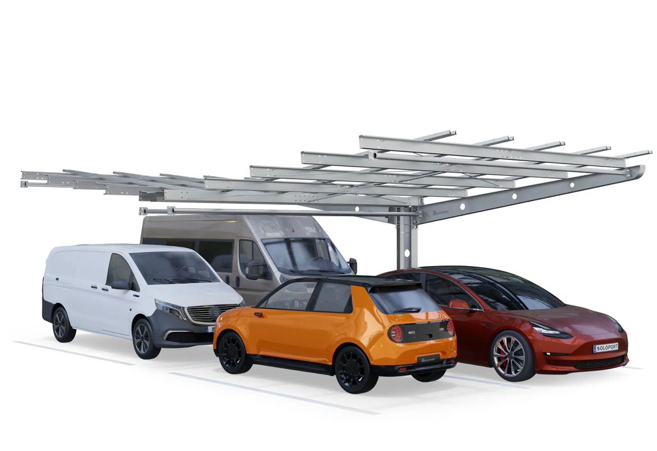Parkplatzüberdachung PP4-A-3, doppelseitig, Anbaufeld, SoloPort